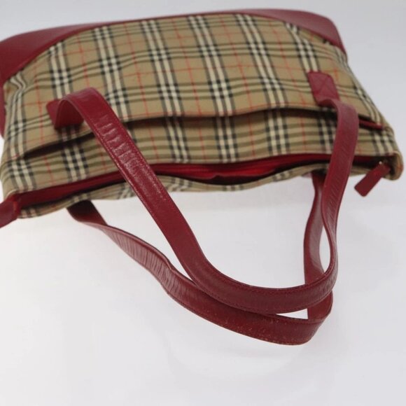 BURBERRY Nova Check Tote Bag Canvas Beige Gold Auth - Picture 8 of 16